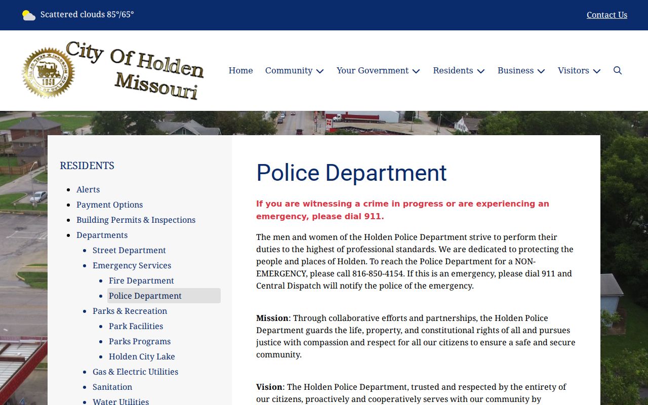 Holden Police Department records custodian information