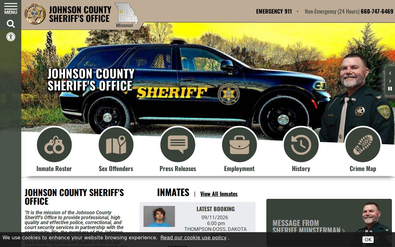 Johnson County Sheriff official contact information